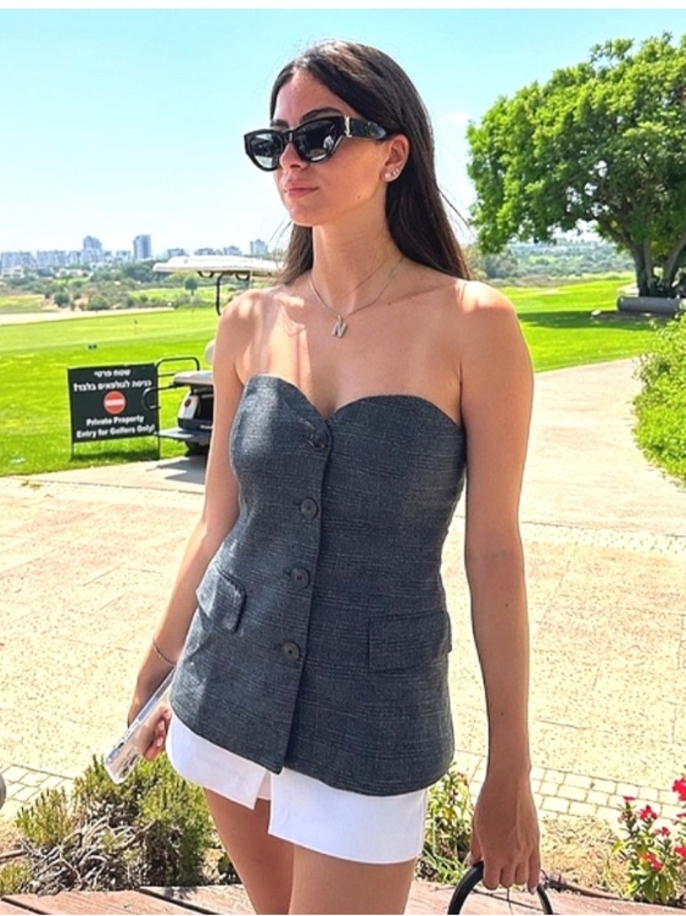 Zara Charcoal Gray Strapless Bustier Top